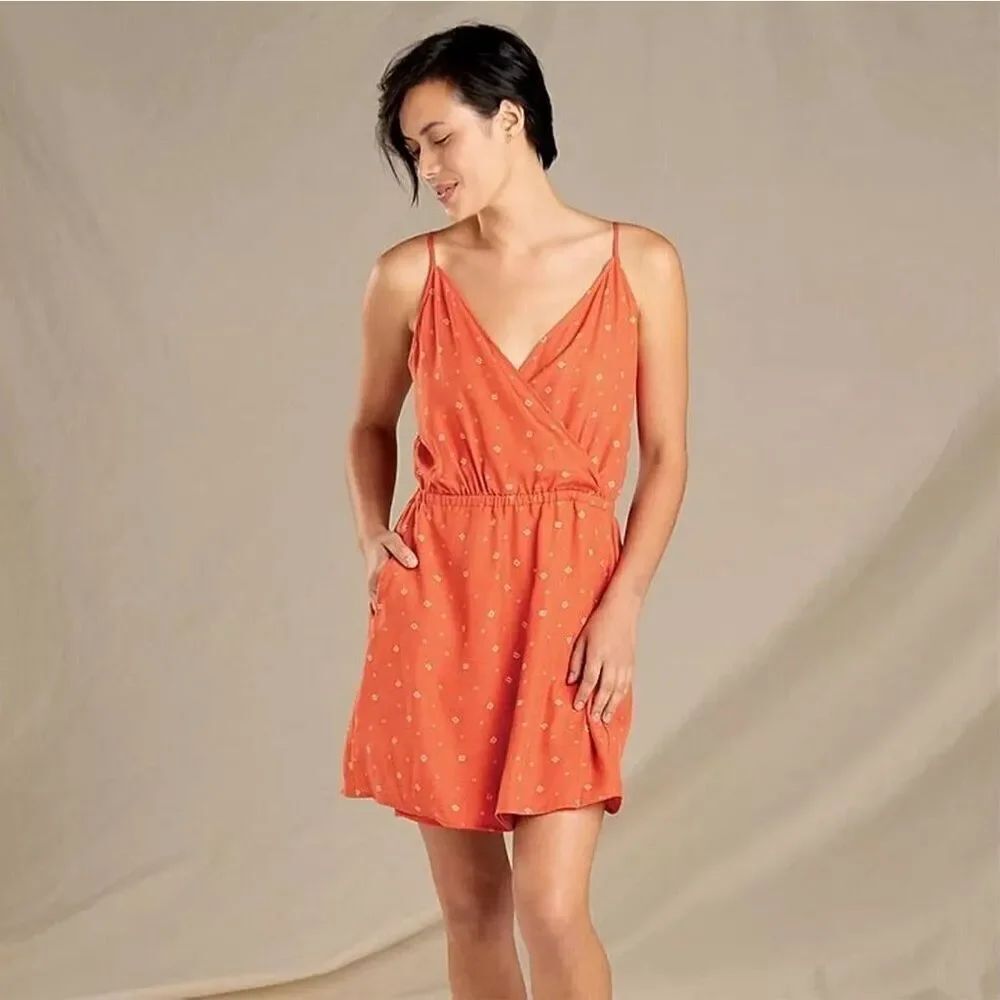 Toad & Co Hillrose SL Tencel Dress in Coral Orange Large